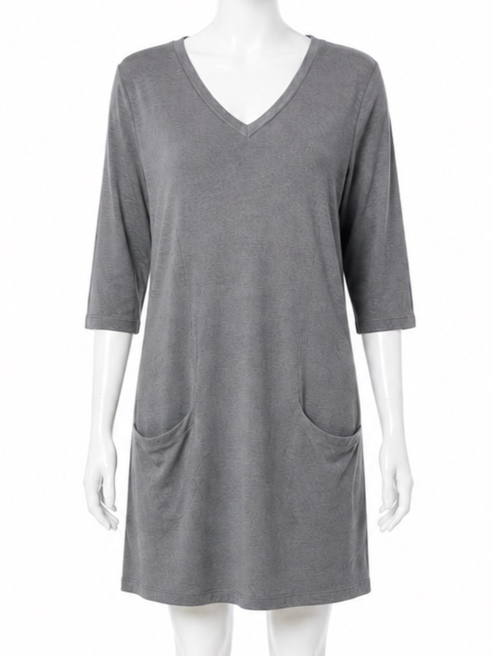 d & co V-neck Gray Pocket Tunic Dress size 3x